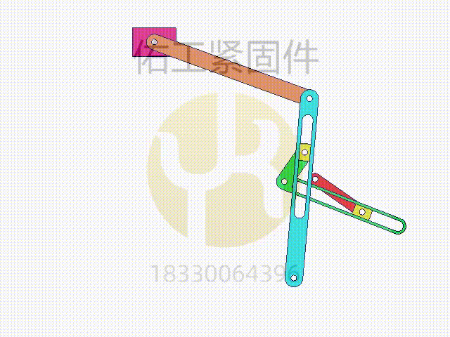 圖201 轉(zhuǎn)動導(dǎo)桿與擺動導(dǎo)桿串接機(jī)構(gòu).gif